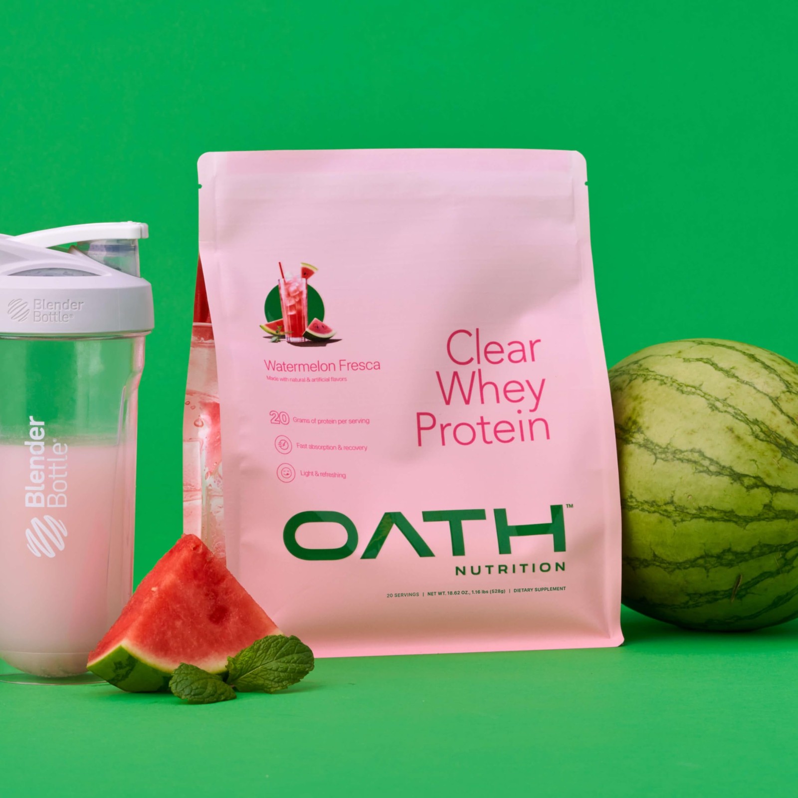 Oath Nutrition Clear Whey Isolate Protein Powder Watermelon Fresca 20g Grass-Fed