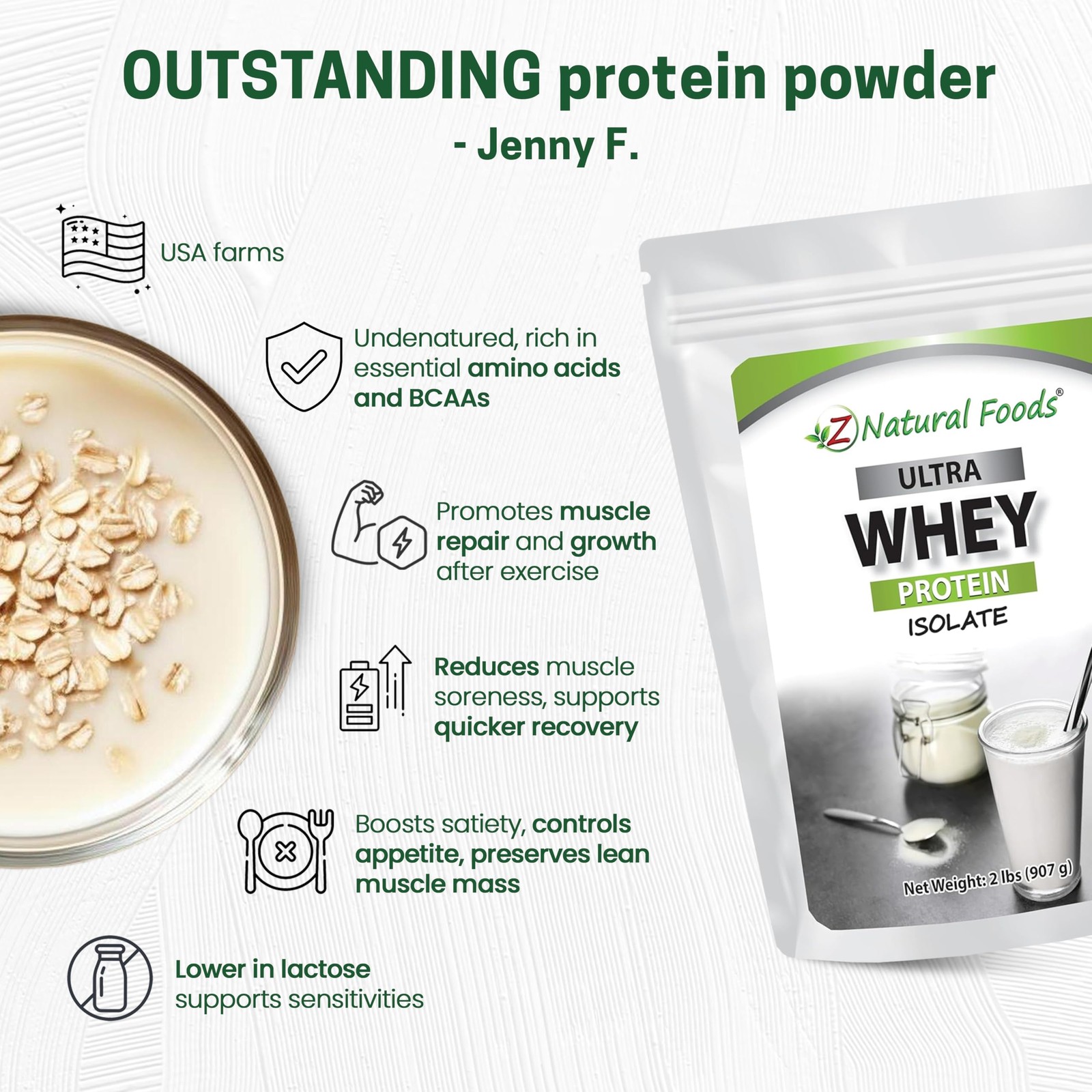 Ultra Whey Protein Isolate Powder – Pure, Unflavored, Unsweetened Whey Protei…