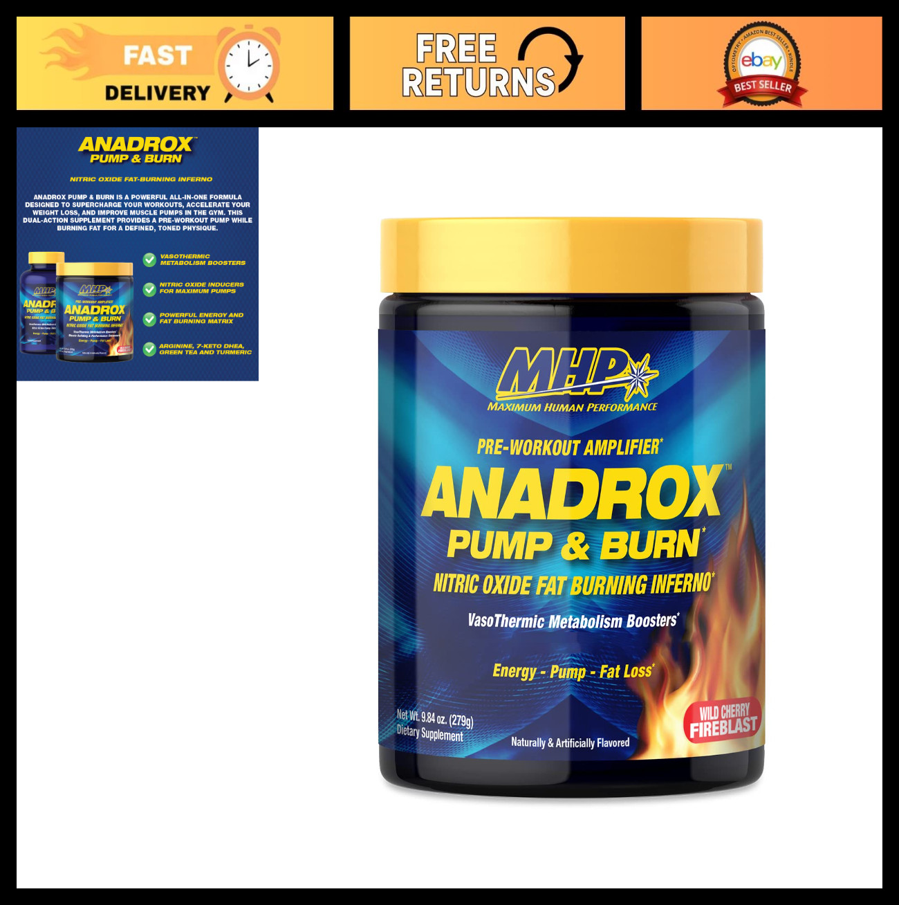 Pre-Workout Supplement, Nitric Oxide Booster, Energy & Pump Formula, Wild Cherry