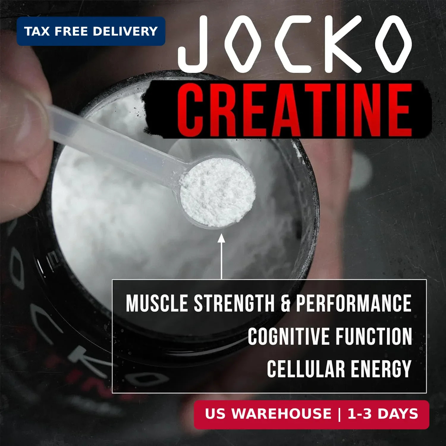 Jocko Fuel Creatine Monohydrate, Pure Micronized Powder for Men & Women, Support