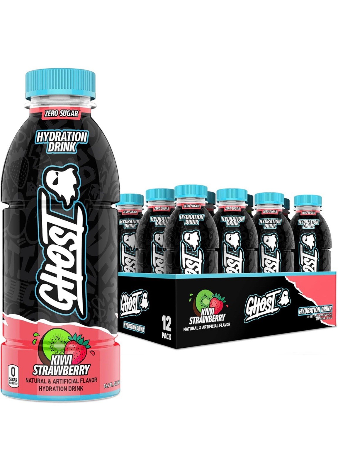 GHOST Hydration Drink Kiwi Strawberry RTD Sports Drink with Electrolytes 12 PK