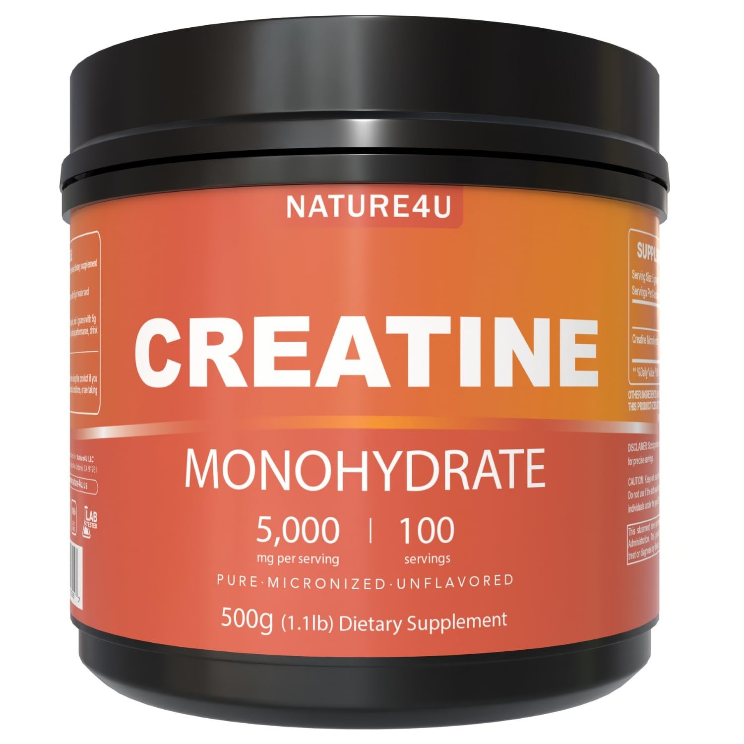 Nature4U Micronized Creatine Monohydrate Powder 5g 100 Servings
