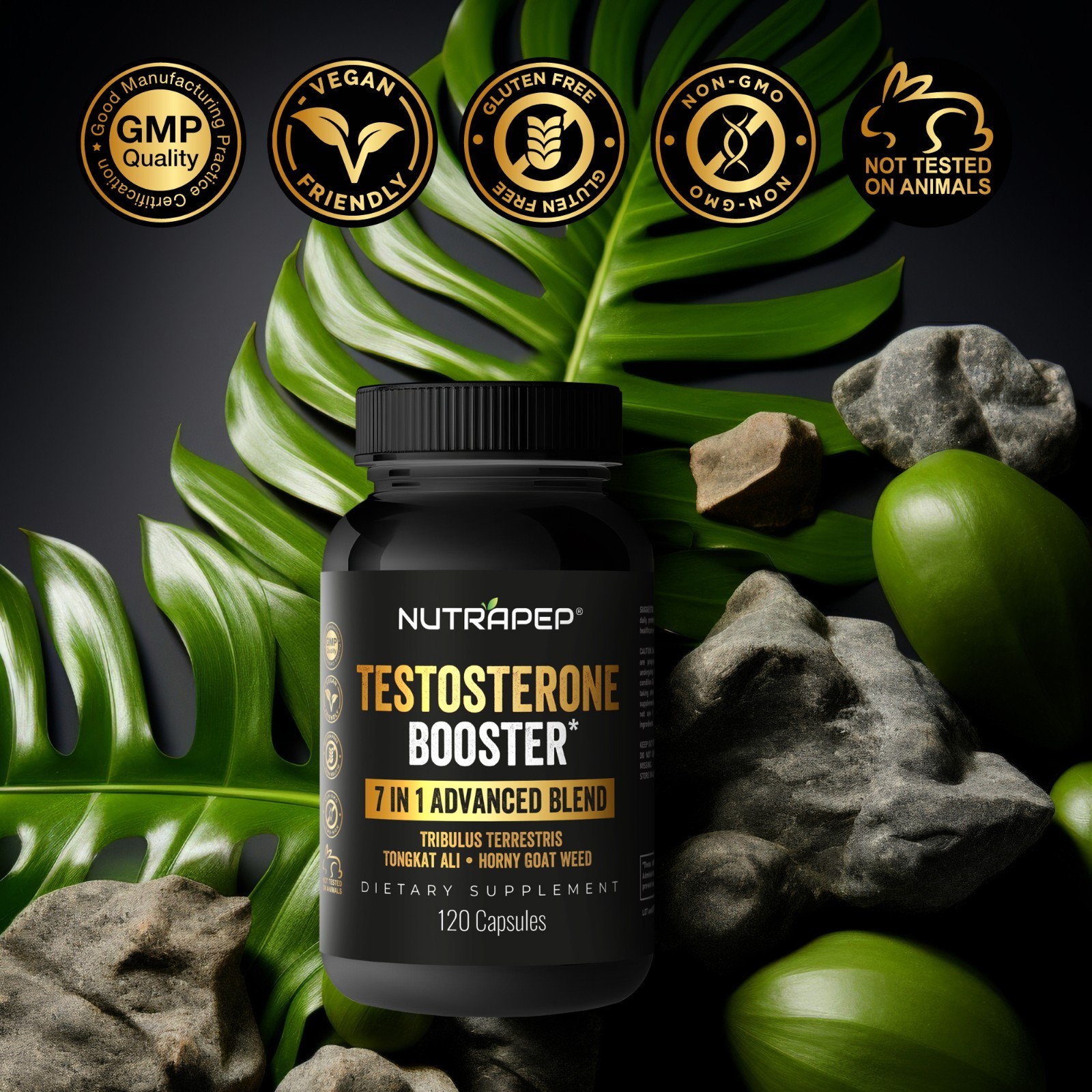 NutraPep Testosterone Booster Supplement for Men – Natural Energy Enhancement