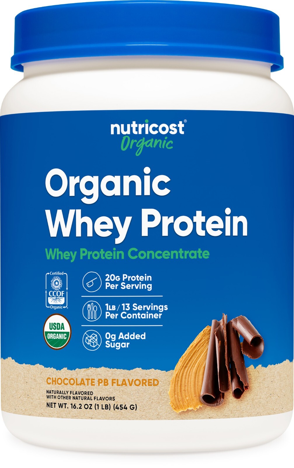 Nutricost Organic Whey Protein Concentrate, Chocolate Peanut Butter Flavored 1LB