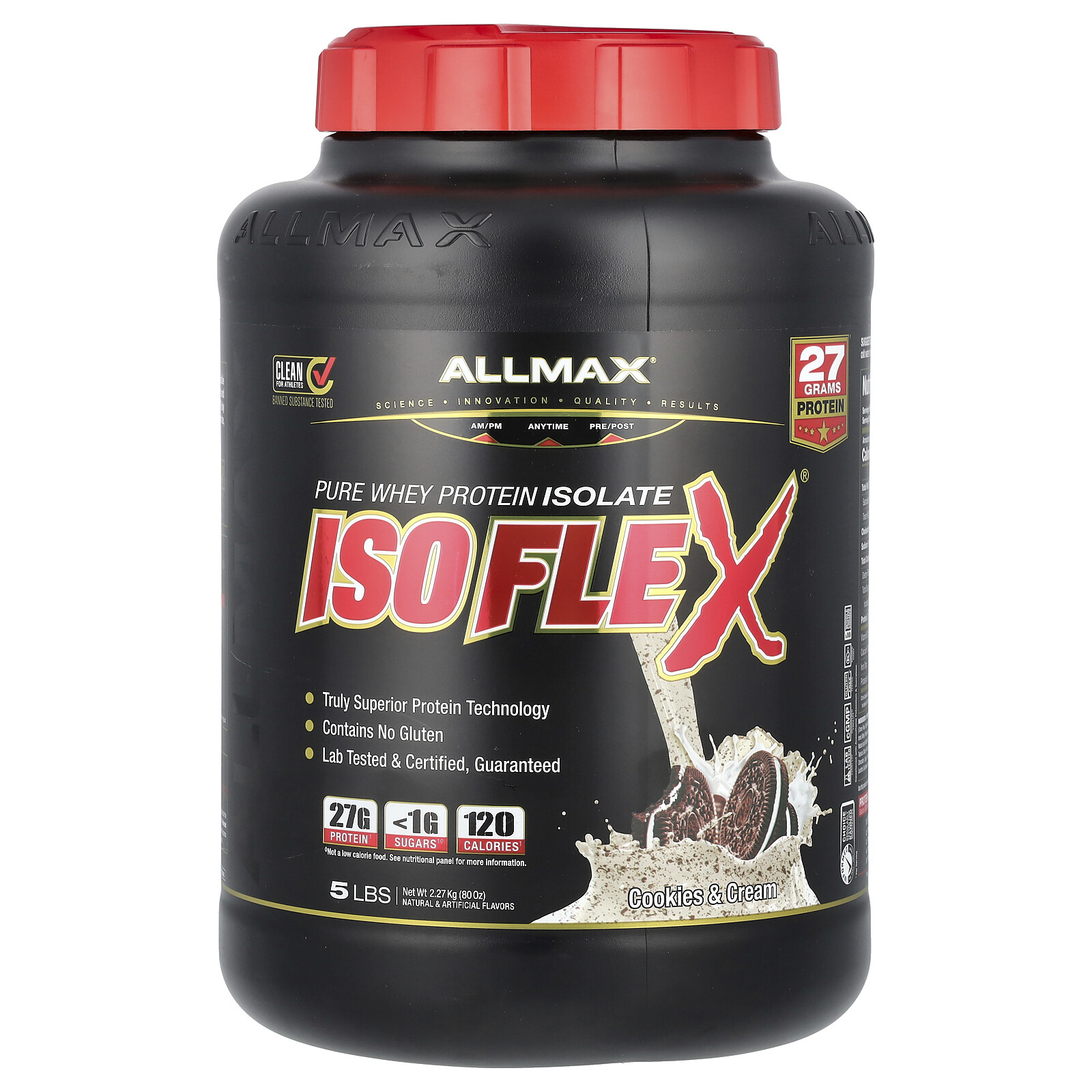 ISOFLEX®, Pure Whey Protein Isolate, Cookies & Cream, 5 lbs (2.27 kg)