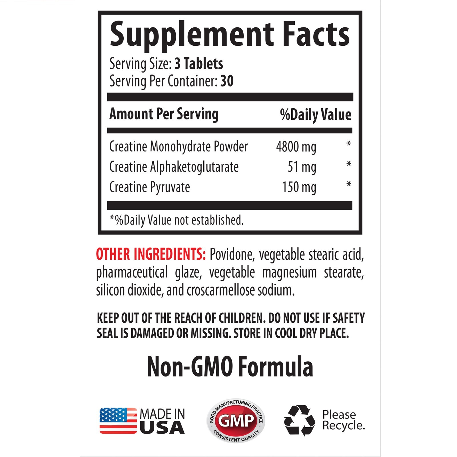 muscle gainer – CREATINE 3X 5000mg – creatine monohydrate pills – 90 Tablets