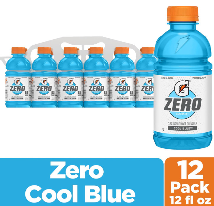 Gatorade Zero Sports Drink, Cool Blue, 12oz Bottles (12 Pack)