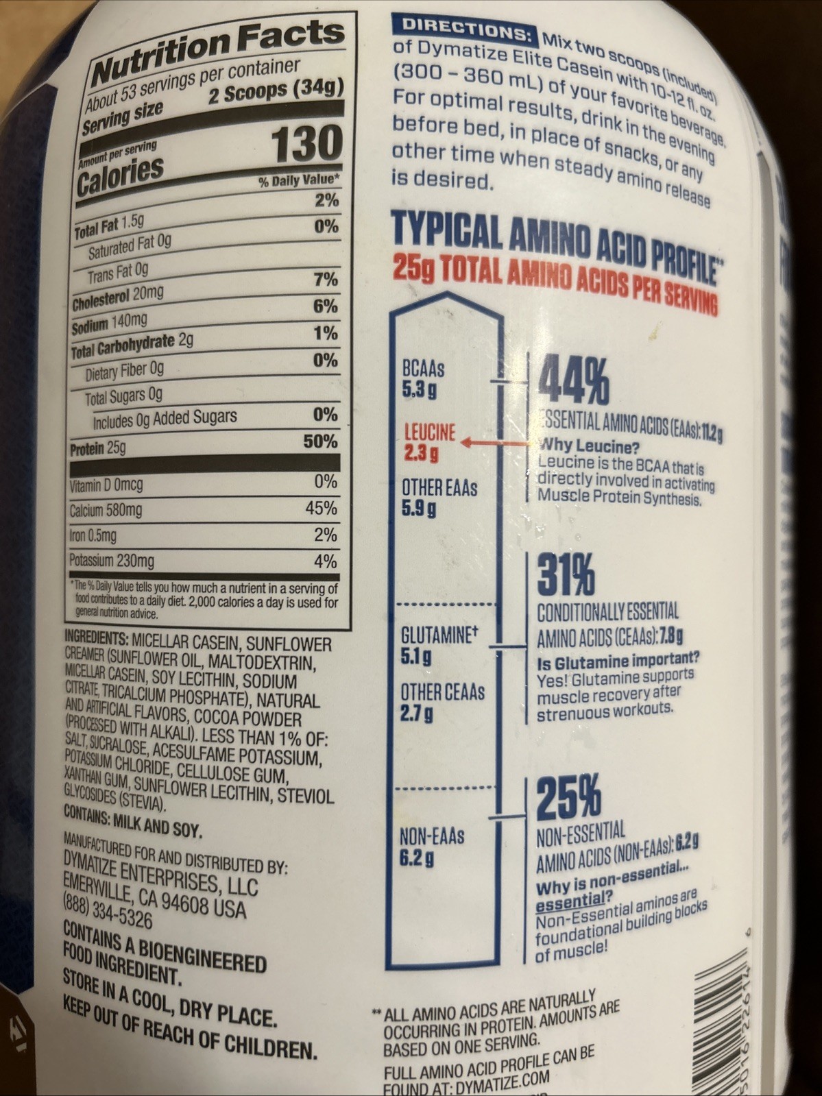 Dymatize Elite Casein Protein Powder, Muscle Gain & Strength – Multiple Servings
