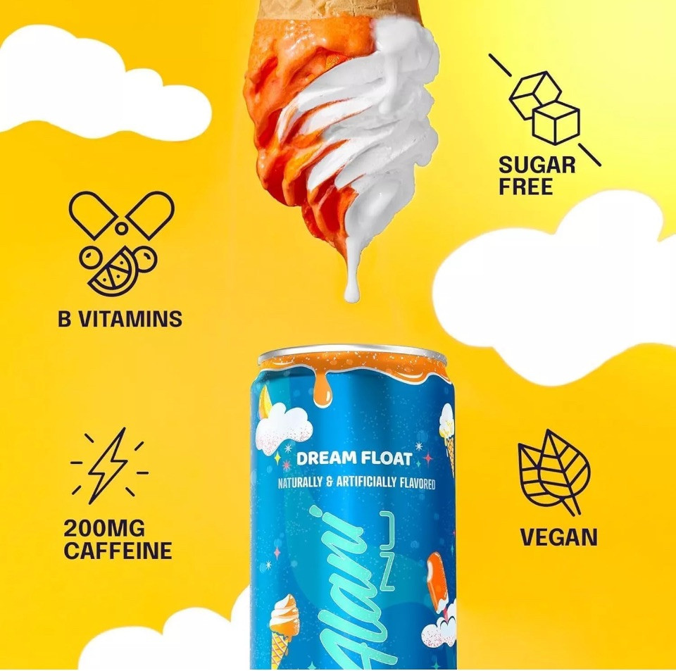 Alani Dream Float Sugar Free, Low Calorie Energy Drinks, 200mg Caffeine (6 Pack)