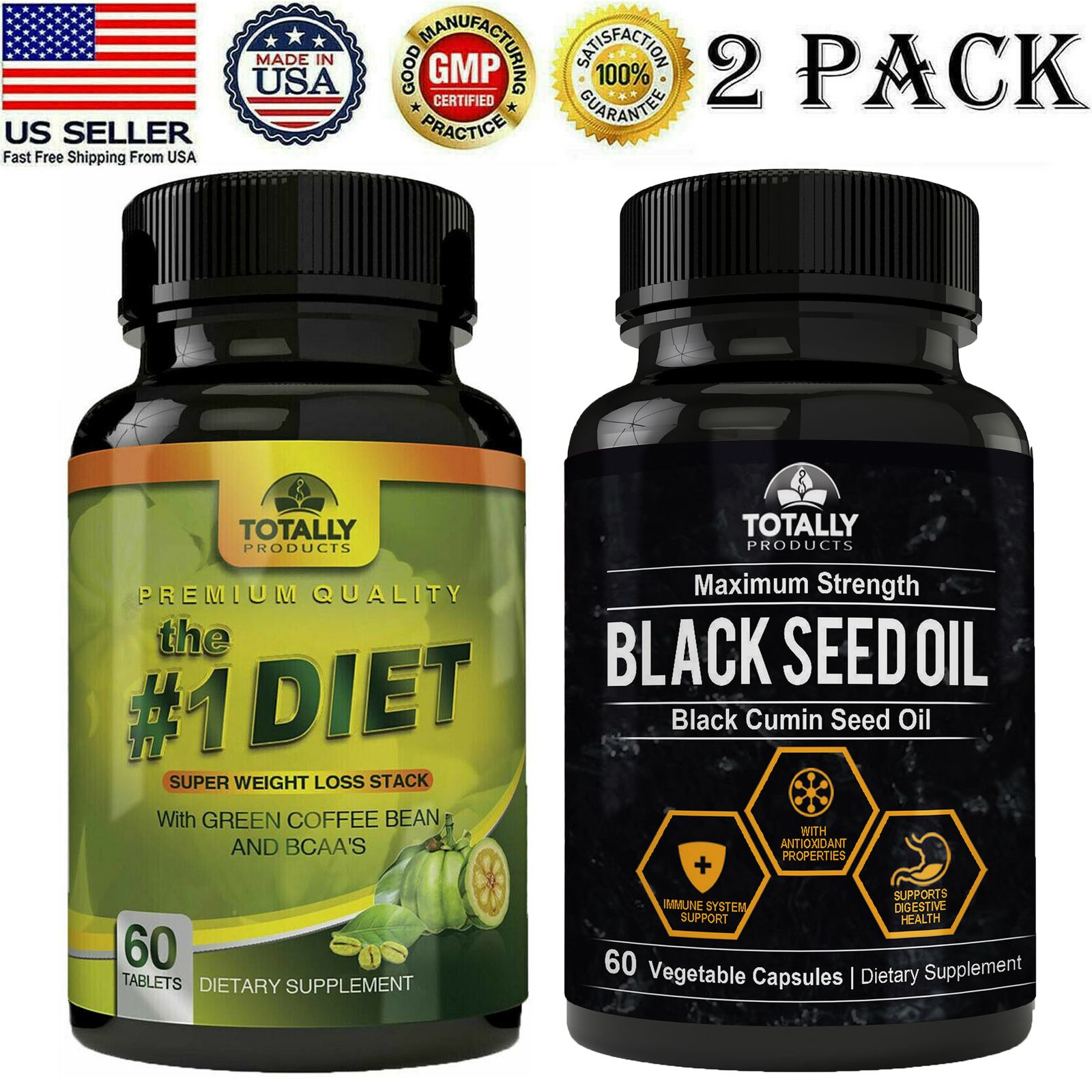 Green Coffee Bean Weight Management & Black Seed Oil Immune Support Supplement