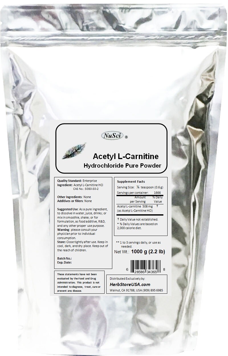NuSci 100% Pure Acetyl L-Carnitine Powder 1000g (2.2 Lb) ALC Cognitive Health