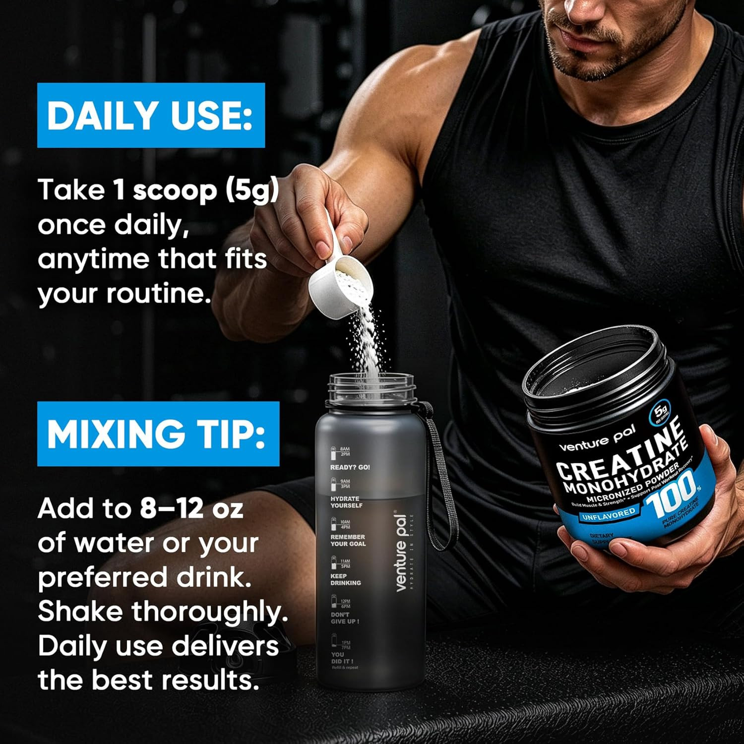 100% Pure Micronized Creatine Monohydrate Powder, Unflavored Creatine for Women