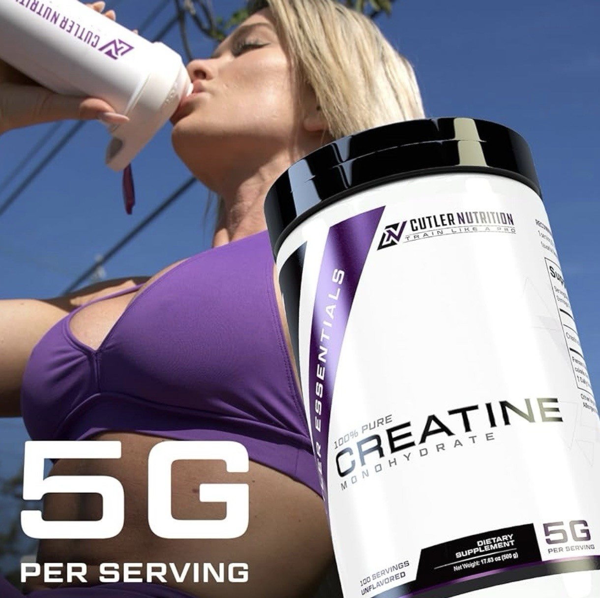 Cutler Nutrition Creatine Monohydrate Supplement Unflavored 5 Pack