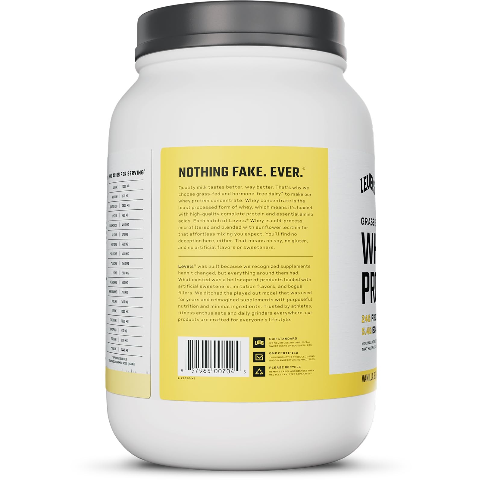 Grass Fed Whey Protein Powder 24G Protein Vanilla Bean 2LB No Artificials
