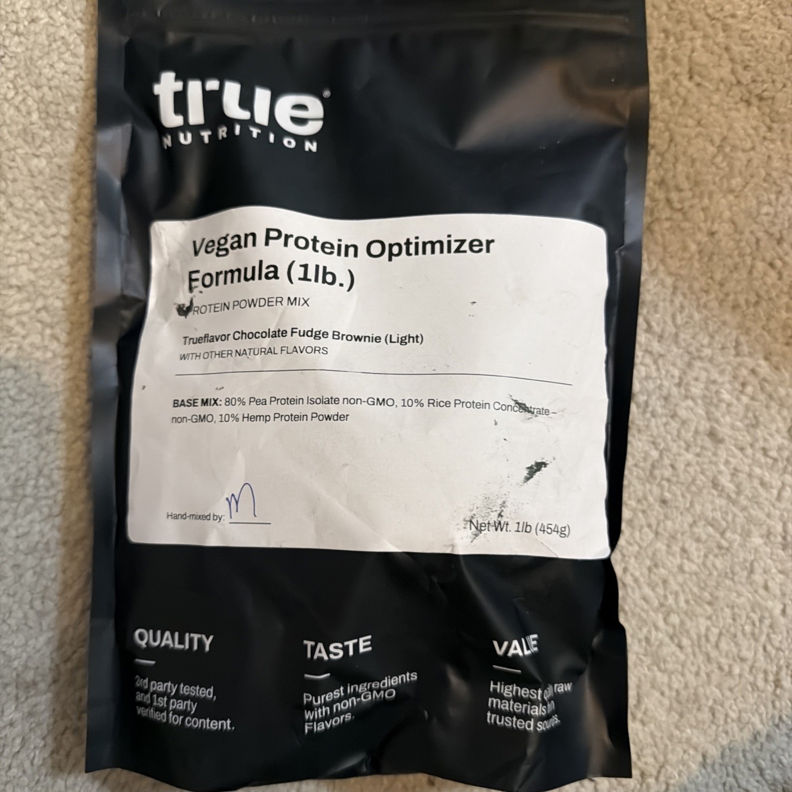 True Nutrition- Vegan Protein Optimizer Formula 1 Lb Trueflavor chocolate fudge