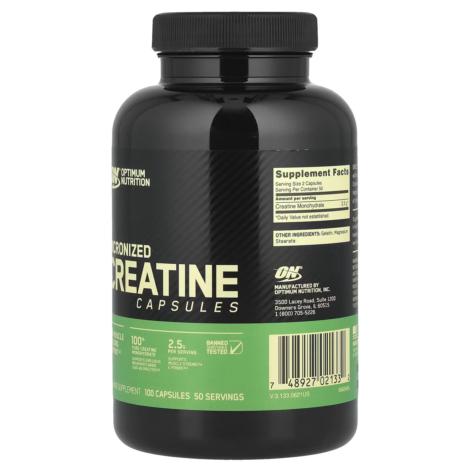 Optimum Nutrition, Micronized Creatine Capsules, 100 Capsules (1.25 G per Capsul
