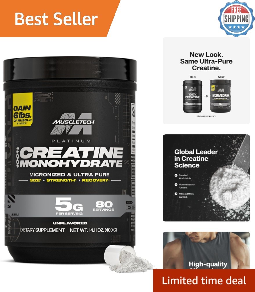 Platinum Pure Creatine Monohydrate – 80 Servings, Unflavored Performance Booster