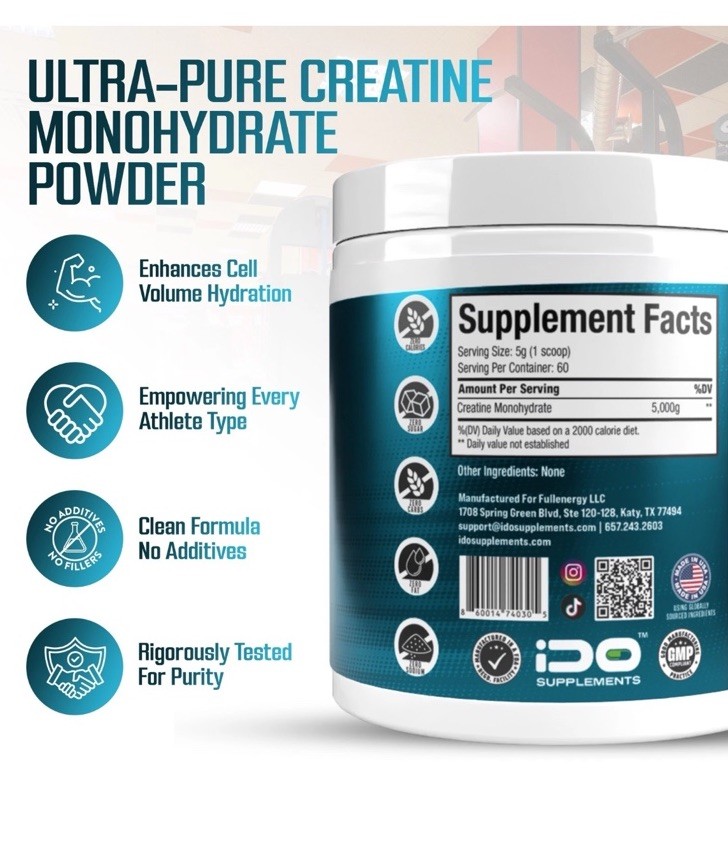 iDo Supplements Creatine Monohydrate 300g -Micronized -Pure & Unflavored