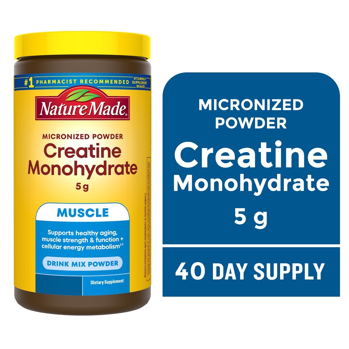 Nature Made Creatine Monohydrate Powder 5 g per serving Drink Mix -7.2 oz/40ct