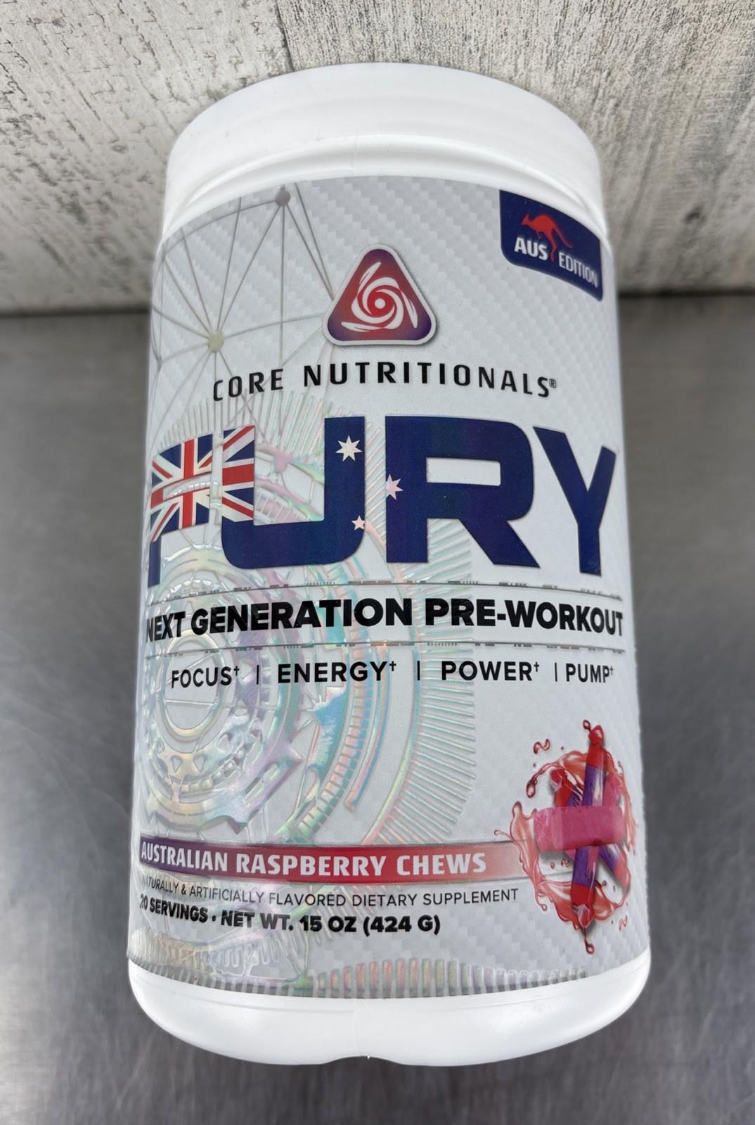 Core Nutritionals FURY Pre Workout – Australian Raspberry Chews *06/2026*