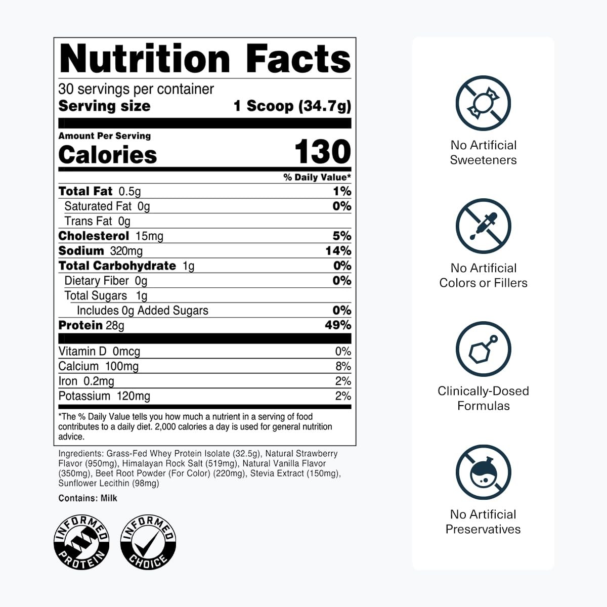 Transparent Labs GrassFed Whey Protein Isolate Natural Flavor, Gluten Free G…