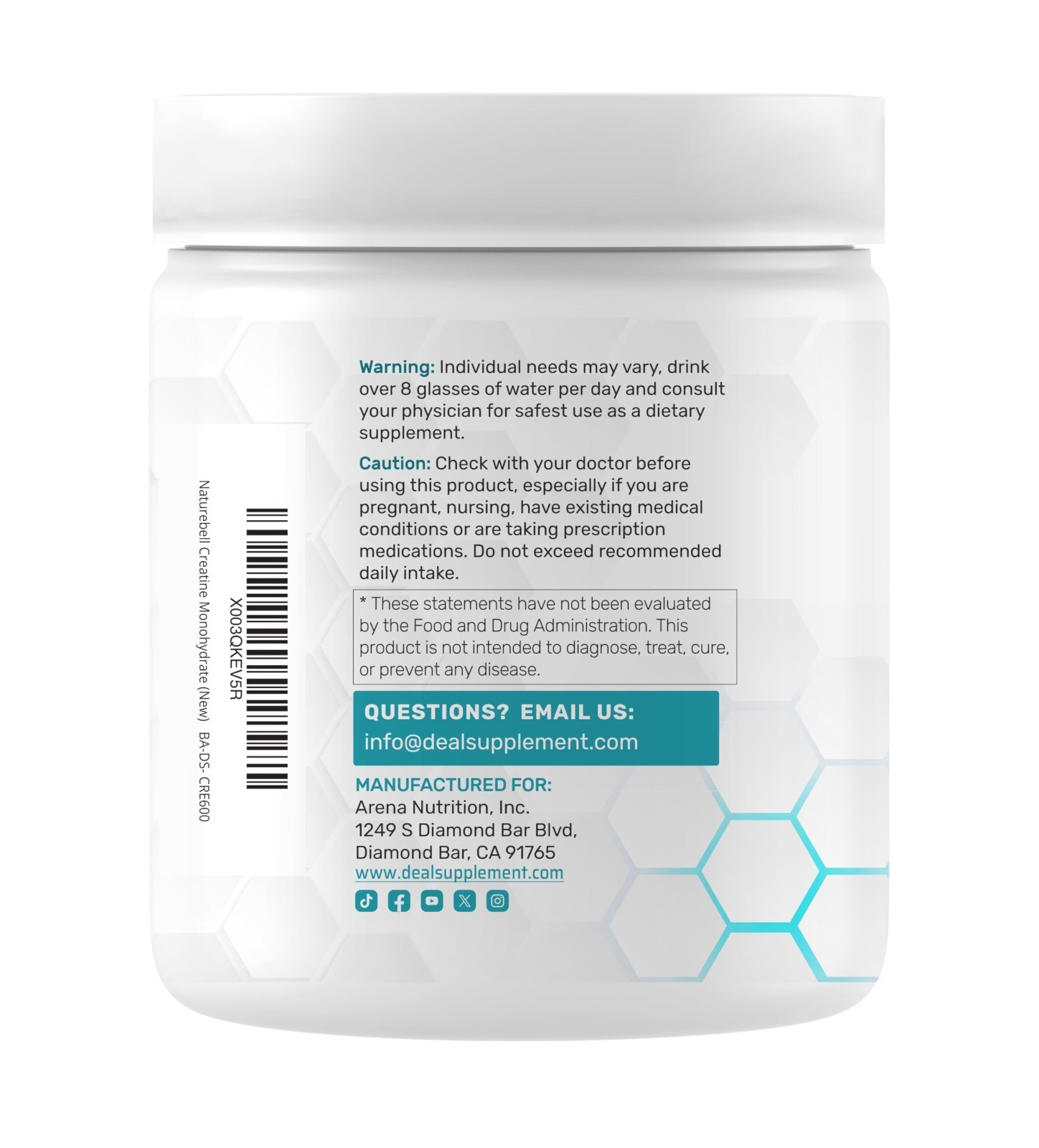 Micronized Creatine Monohydrate Powder 5g – 120 Servings, Unflavored, Vegan, Ket