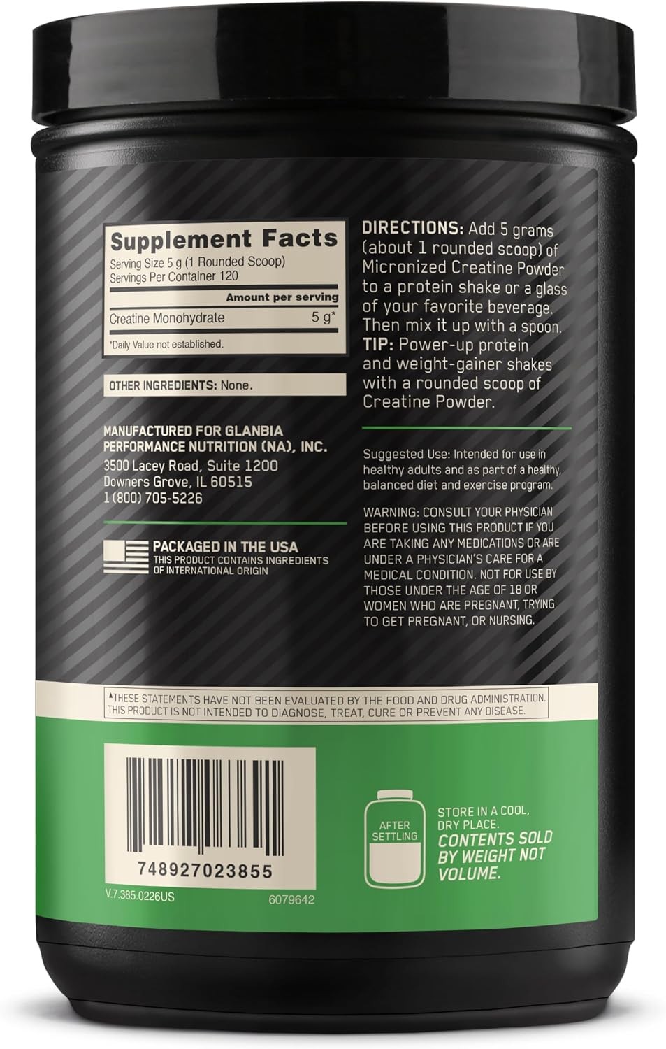 Optimum Nutrition Micronized Creatine Monohydrate Powder, Unflavored