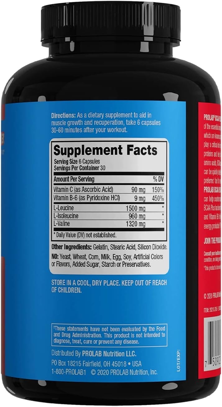 BCAA Plus Capsules – 180 Count for Optimal Muscle Recovery & Lean Muscle Support
