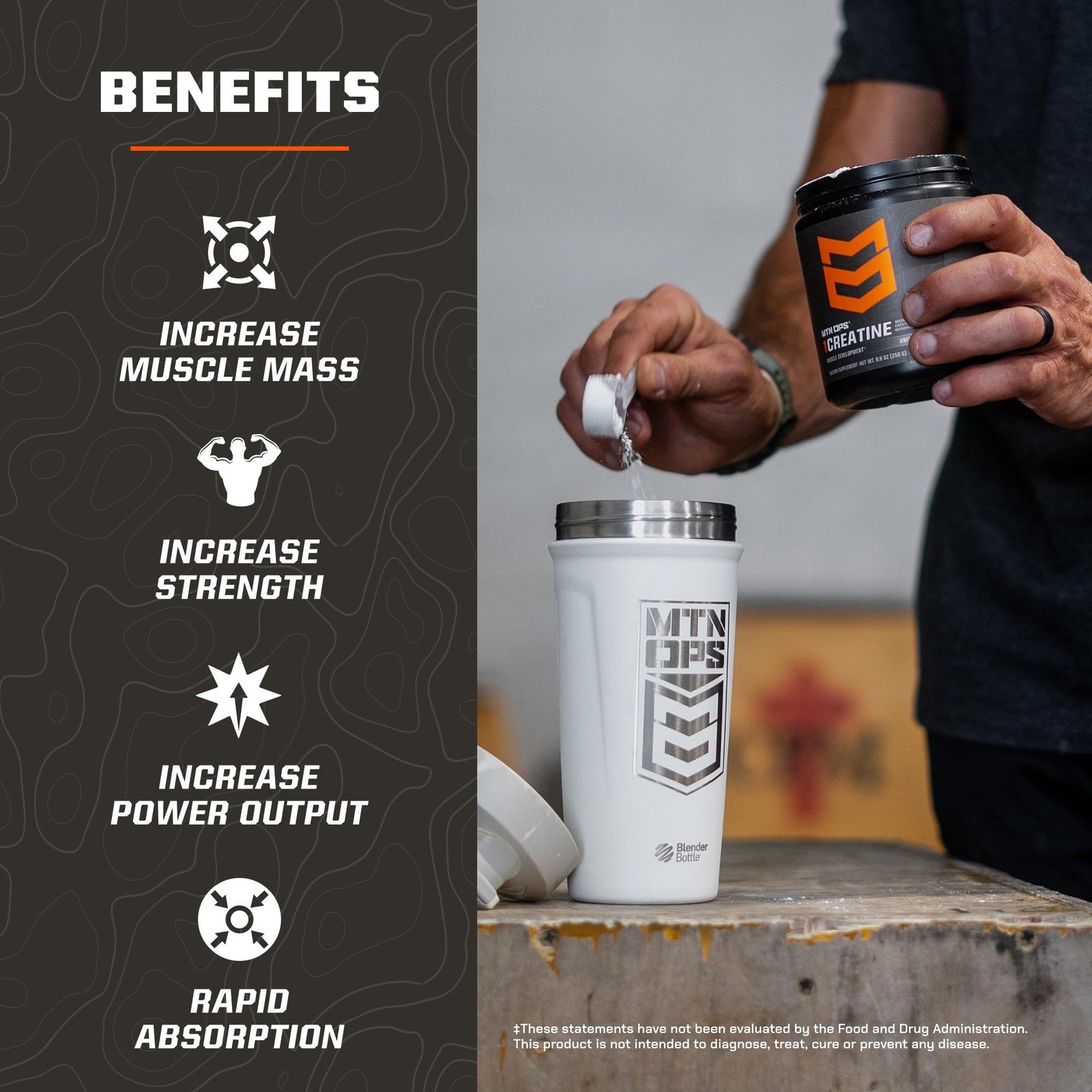 MTN OPS Micronized Creatine Monohydrate Powder – Unflavored 5 g per Serving, …