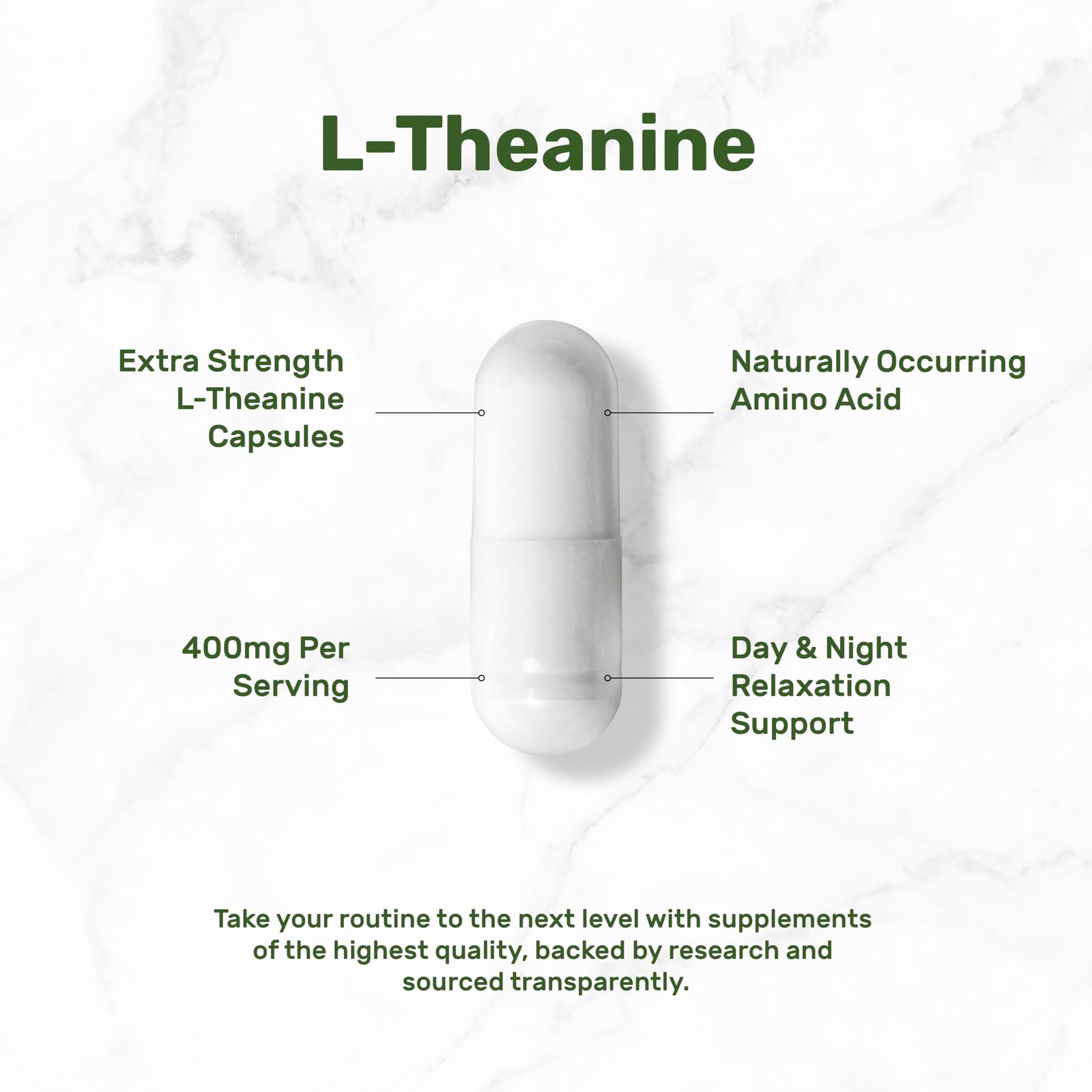 Extra Strength LTheanine Supplement 400mg, 400 Capsules 200mg Per Cap