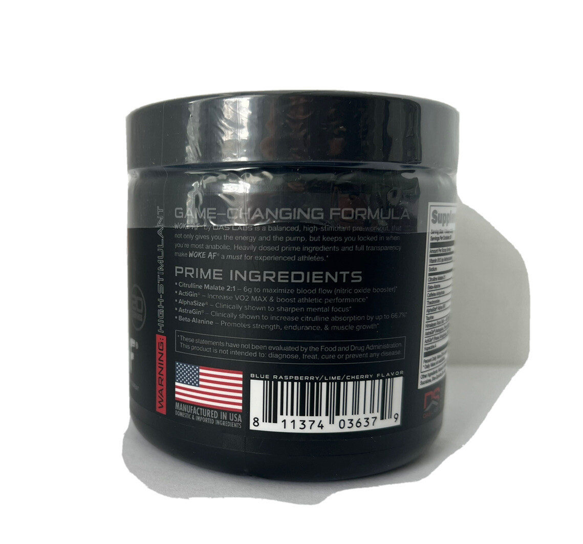 DAS LABS Woke AF Merica Rocket Pop Nootropic Pre Workout 8.61 oz Exp 04/26