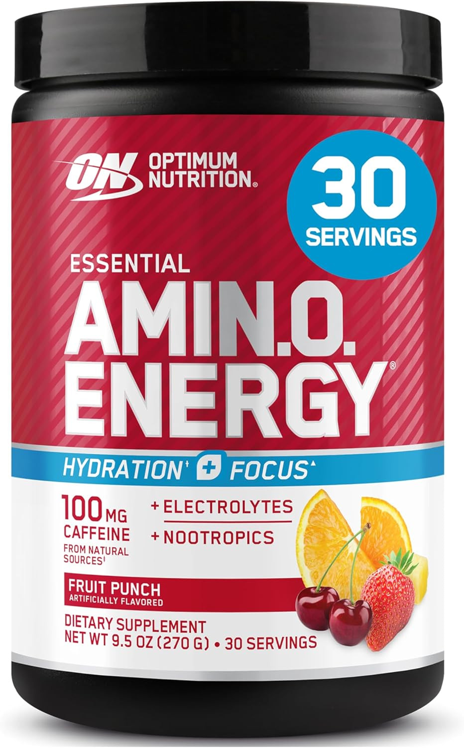 Optimum Nutrition Amino Energy Powder plus Focus, BCAA, Electrolytes, FruitPunch