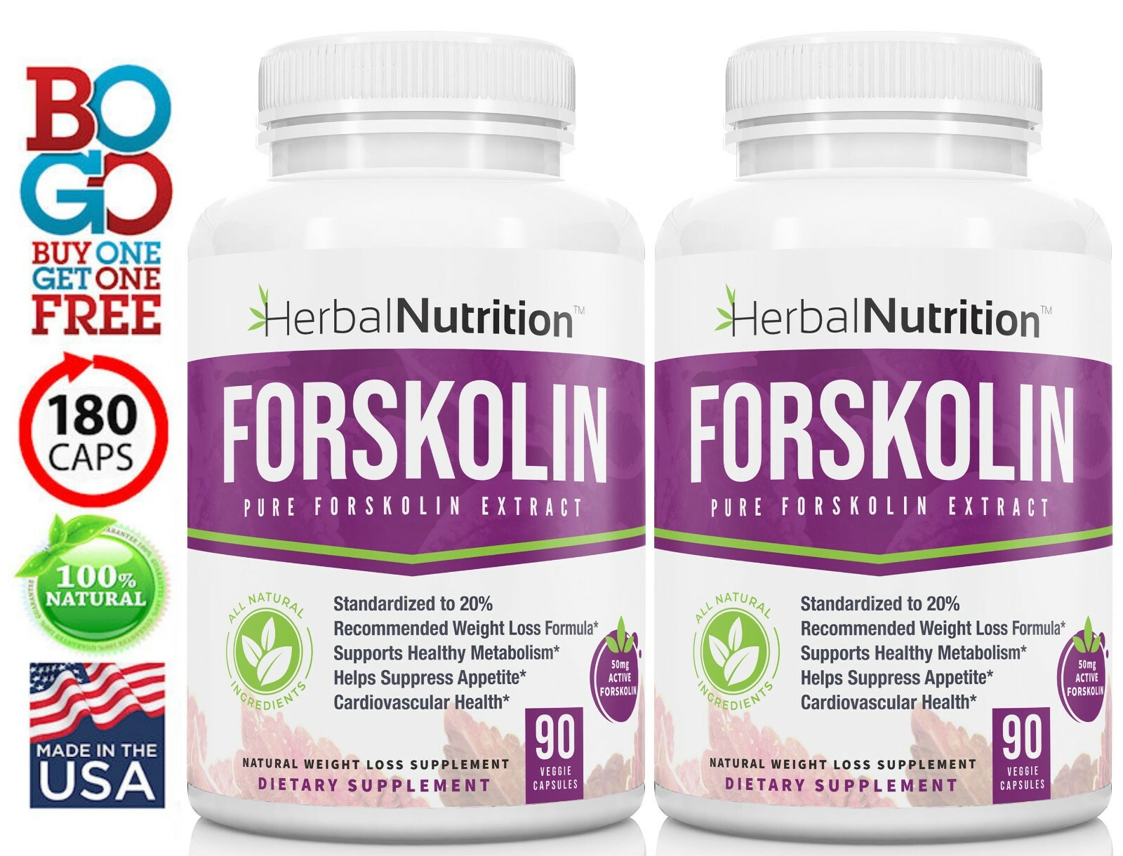 Best Forskolin Extract Weight Loss Supplement 180 Capsules 250mg 20% Extract