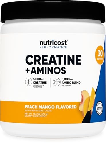 Creatine Aminos Peach Mango 30 Servings Gluten Free BCAA 5000mg