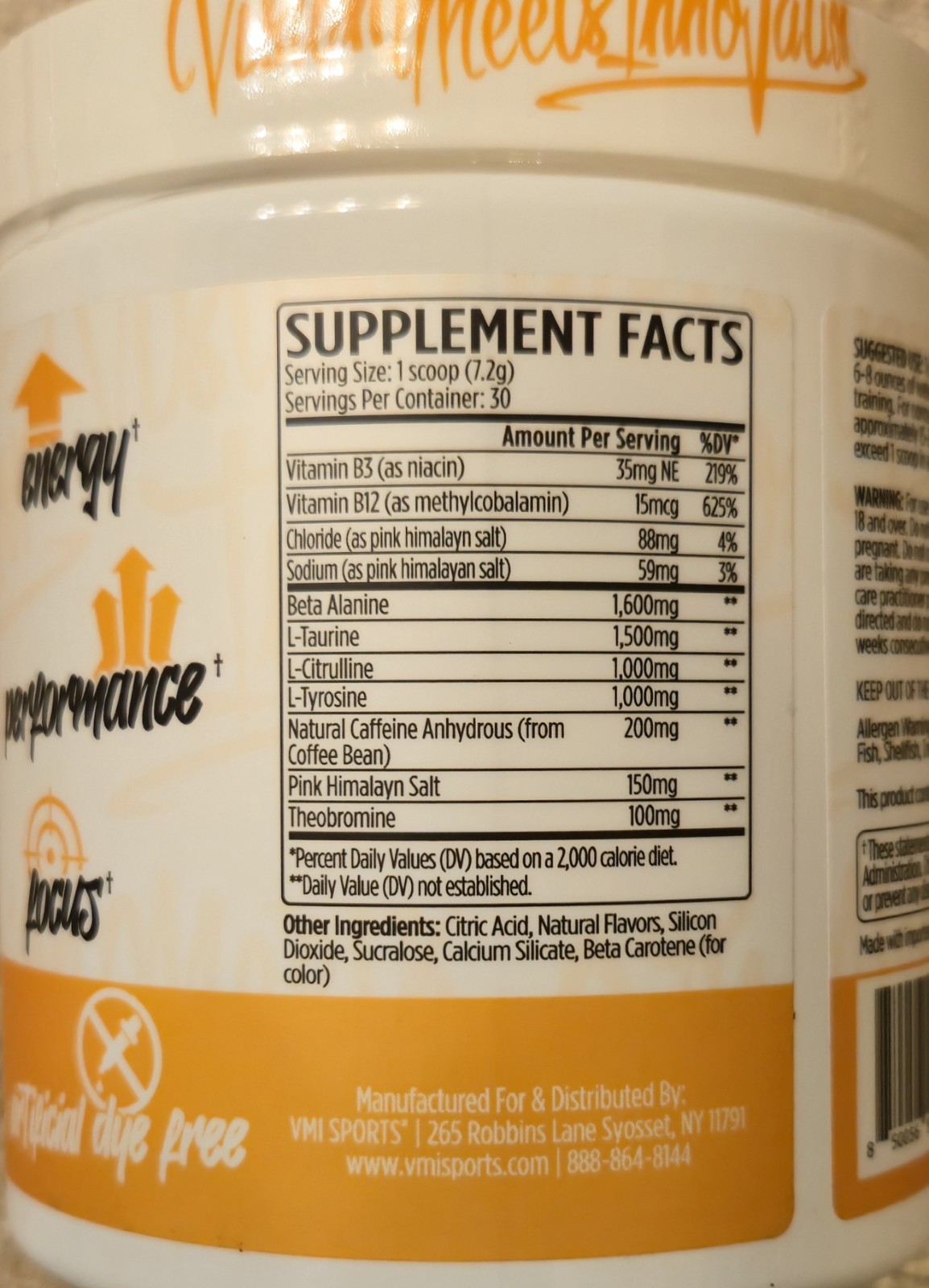 VMI Sports KXR SPORT Preworkout 8oz Size (30 Serv) Peach 🍑 Rings BEST BY 11/26