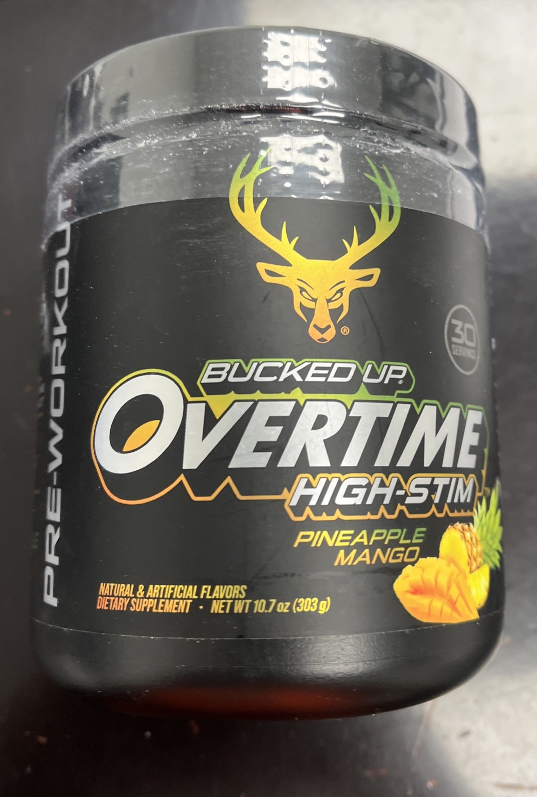 BUCKED UP OVERTIME HIGH-STIM PRE-WORKOUT PINEAPPLE MANGO 30 SERVINGS 10.7OZ 303G