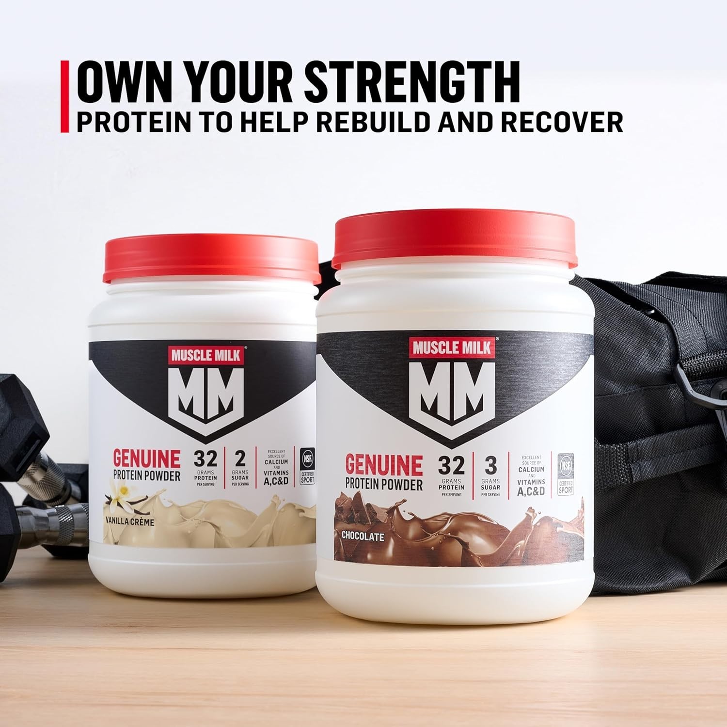 Muscle Milk Genuine Protein Powder, Chocolate, 1.93 Pounds, 13 Servings, 32g Pro