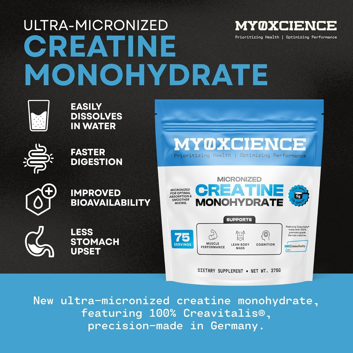 MYOXCIENCE Micronized Creavitalis Creatine – 75 Servings