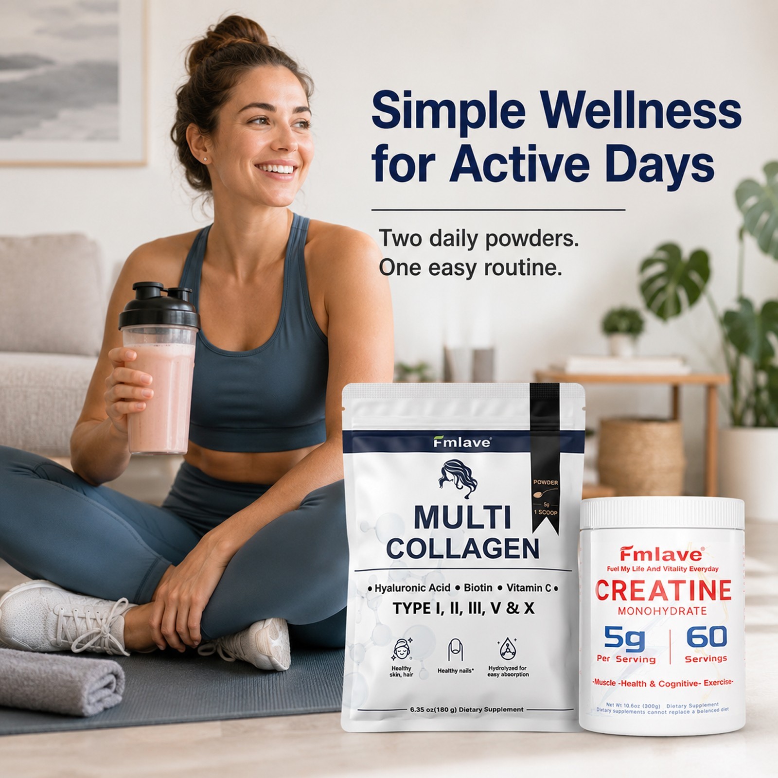 Creatine Monohydrate + Multi Collagen Powder for Women 60 Servings Glute Builder