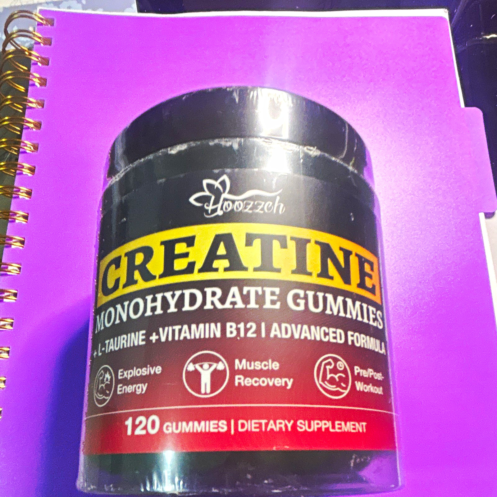 Hoozzoh Creatine Monohydrate Gummies w/ L-Taurine & B12, 120 Count