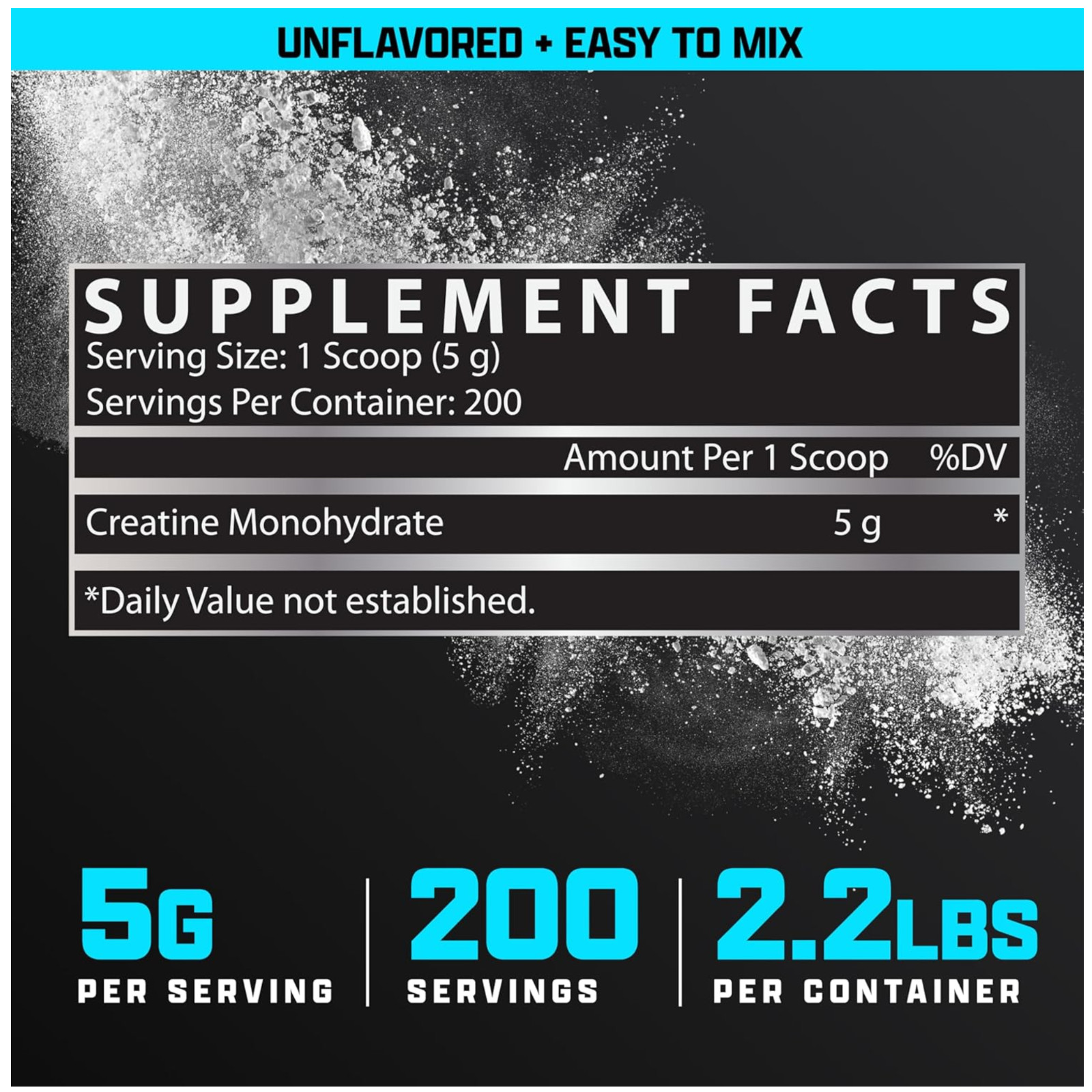 Micronized Creatine Monohydrate Powder – 200 Servings (1KG) Pure, (2.2lbs)
