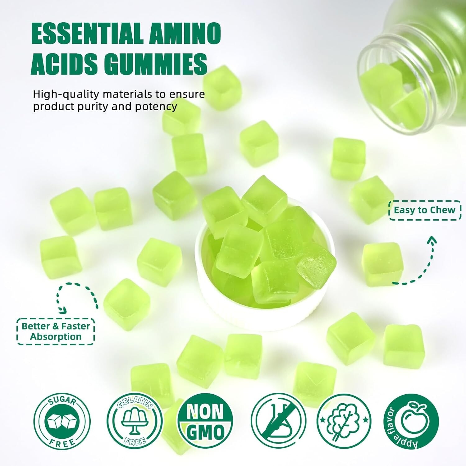 EAA Gummies Essential Amino Acids – All 9 Essential Aminos and All Branched-C…