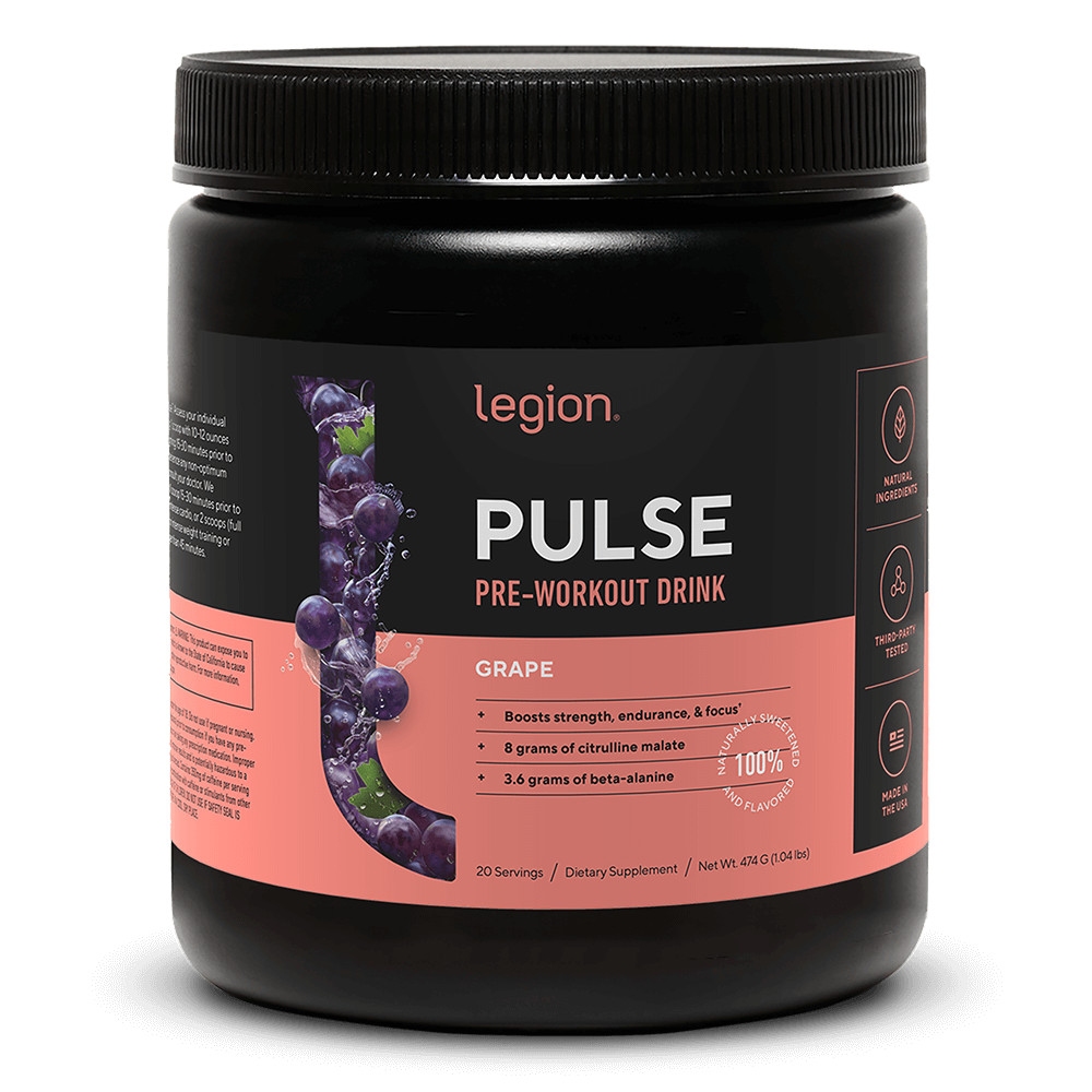 Legion Pulse Pre Workout with Caffeine for Energy, Grape, 20 Servings