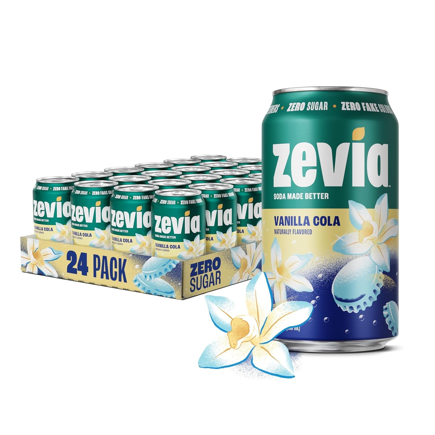 (Pack of 2) Zevia Vanilla Cola Diet Soda 12 Pack 144 Fl Oz