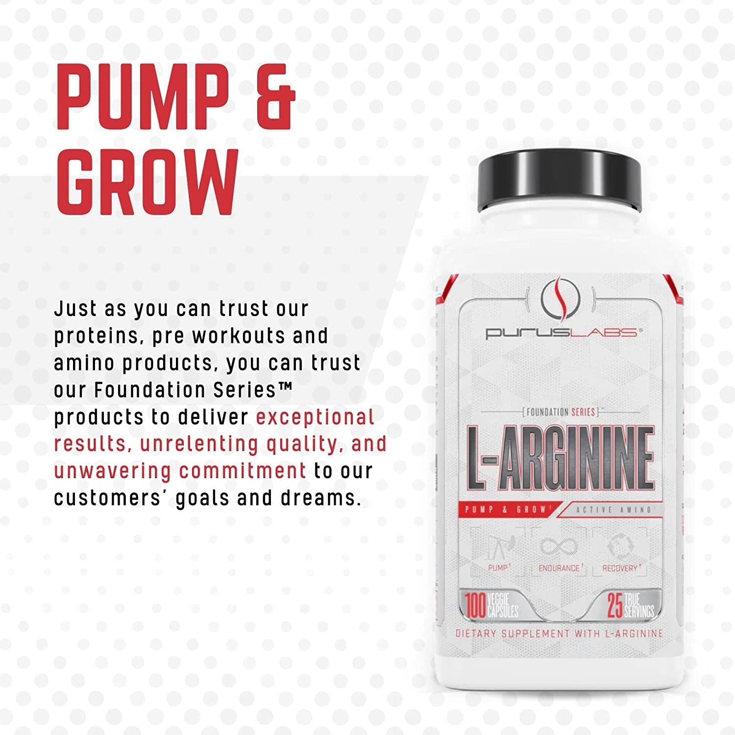 Purus Labs L-Arginine Pump & Grow Active Amino – 100 Capsules
