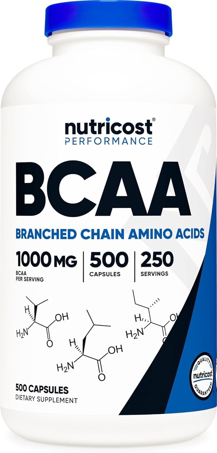 BCAA 1000Mg, 500 Capsules (250 Serv), 2:1:1 Branched Chain Amino Acids (500Mg…
