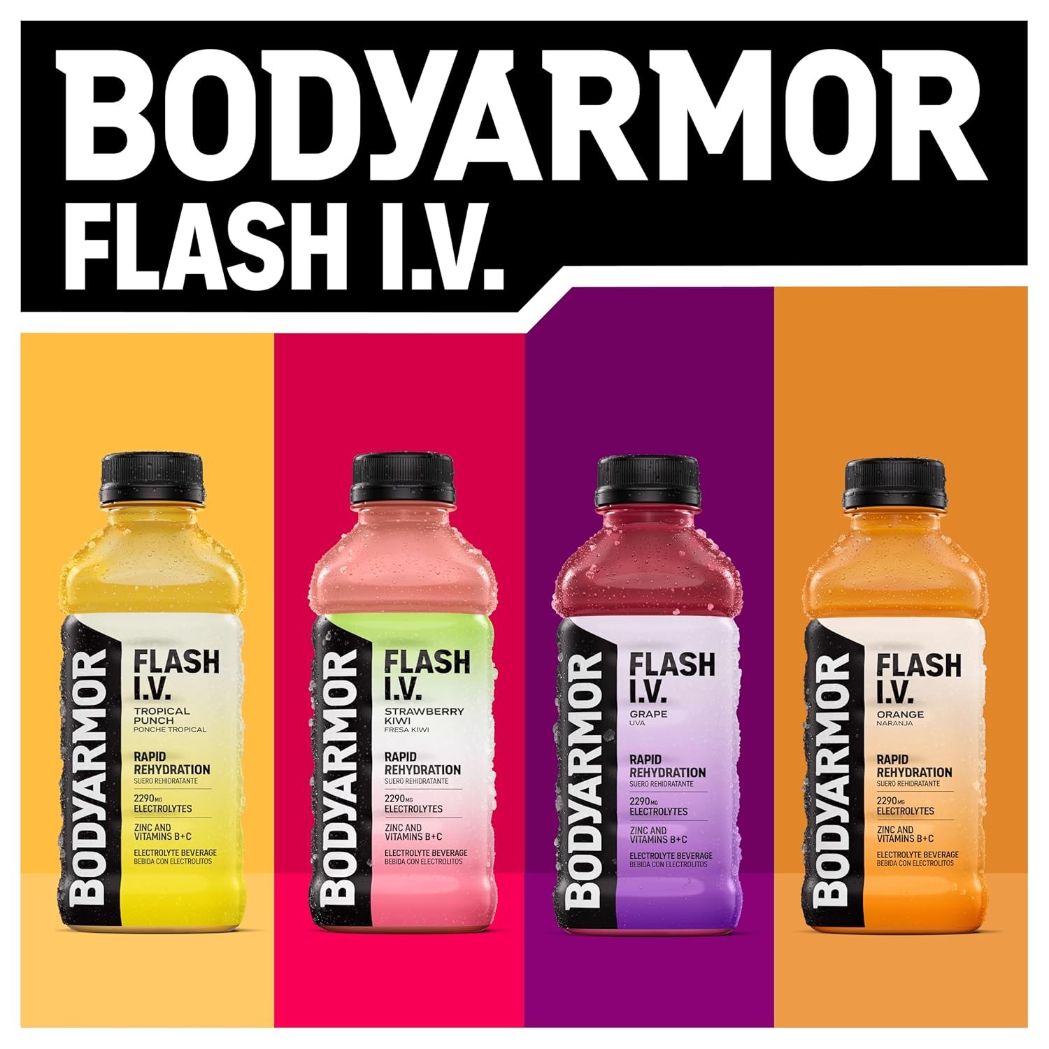 BODYARMOR Flash I.V. Electrolyte Beverage, Strawberry Kiwi, Hydration Drink…