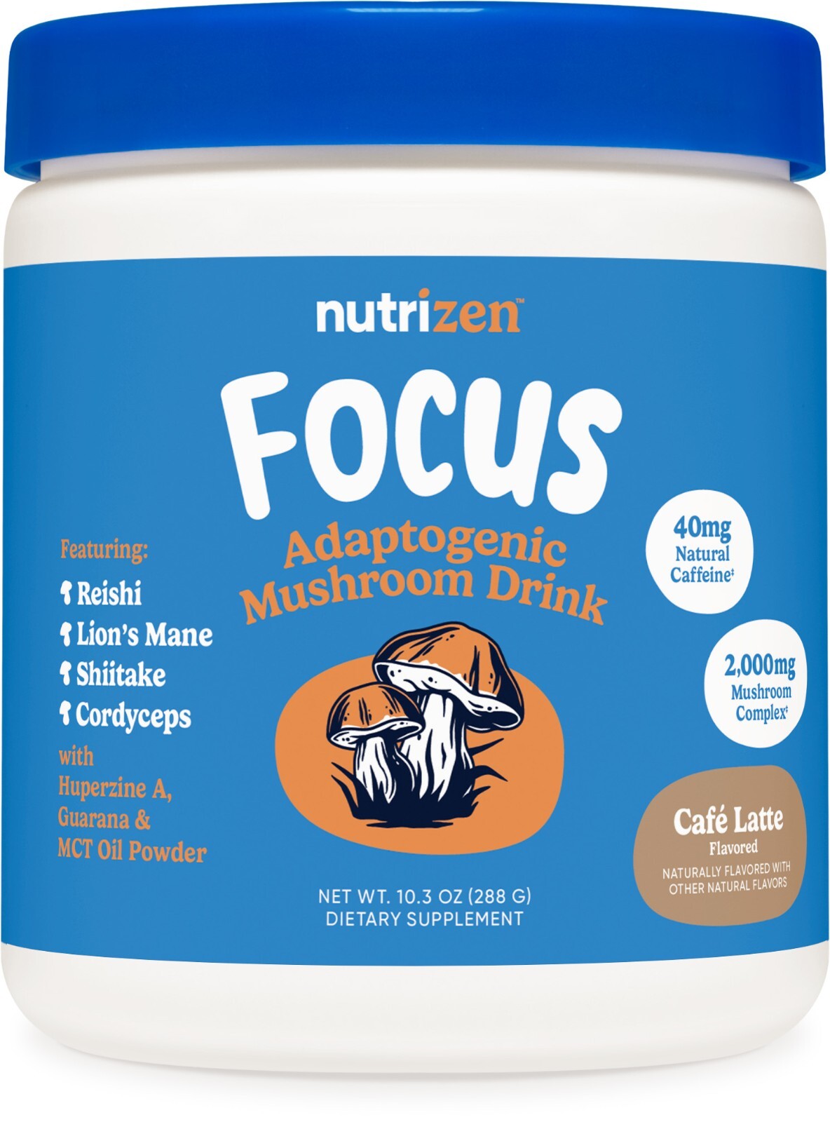 Nutricost Nutrizen AM Focus Adaptogenic Mushroom Drink (Cafe Latte Flavored)