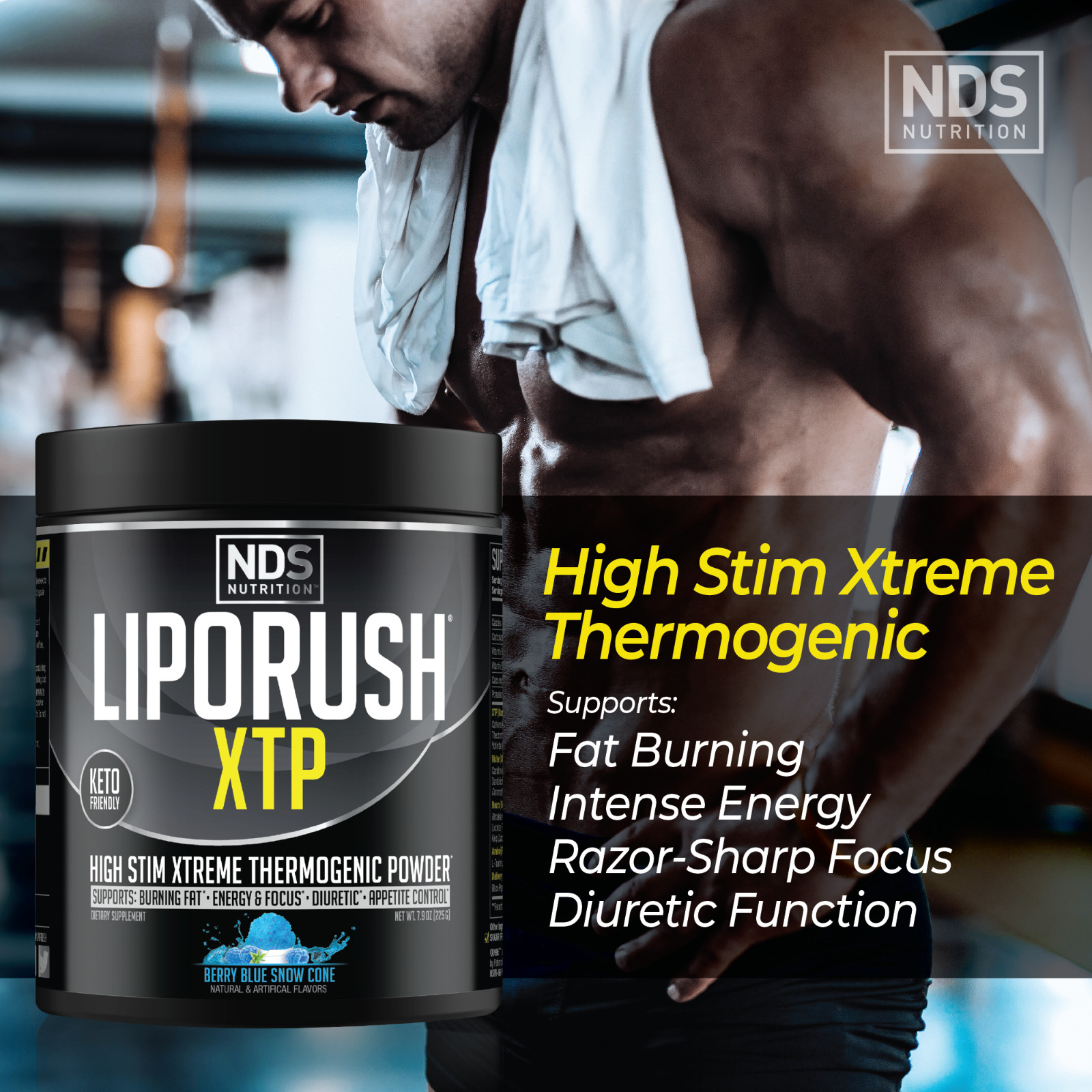 LipoRush XTP Thermogenic Fat-Burning Powder – Blue Berry Snow Cone / 45 Servings
