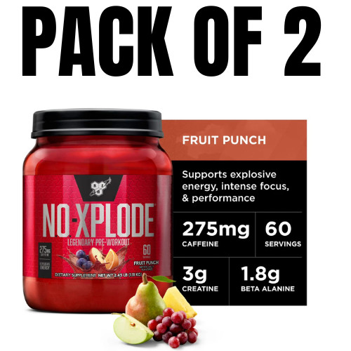 BSN NO-Xplode Pre-Workout – Pump Formula – 60 Servings (Pack of 2)